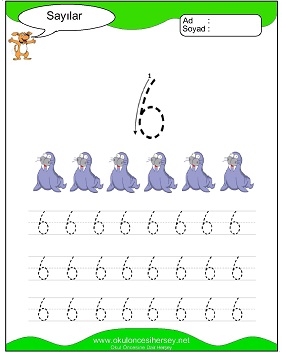 okul öncesi 1 sayısı çizgi çalışması